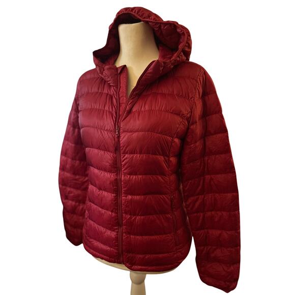 Aritzia TNA Botanie Packable Puffer Goose Down Hooded Jacket, Red, Size Small - Picture 3 of 8